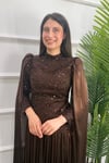 Leyla Tesettür Abiye - KAHVE