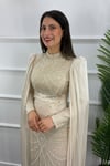 Luna Pelerinli İşlemeli Tesettür Abiye – VİZON