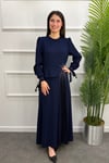 Nisa Tesettür Elbise - LACİVERT