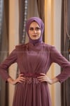 Hydrangea Hijab Evening Dress - DARK ROSE
