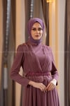 Hydrangea Hijab Evening Dress - DARK ROSE
