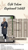 Üçlü Takım Kapitoneli Yelekli - SİYAH