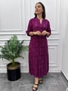 Batik Desenli Fuşya Gömlek Elbise