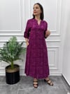 Batik Desenli Fuşya Gömlek Elbise