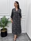 Batik Desenli Gri Gömlek Elbise 