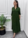 Batik Desenli Yeşil Gömlek Elbise