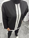 Beyaz Şeritli Dik Yaka Athleisure Takım