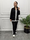 Beyaz Şeritli Dik Yaka Athleisure Takım