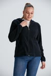 Büyük Beden Kapşonlu Fermuarlı Polar Siyah Sweatshirt