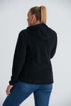 Büyük Beden Kapşonlu Fermuarlı Polar Siyah Sweatshirt
