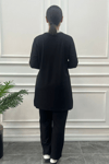 Büyük Beden Kol Ve Yaka Çizgili Tunik Takım