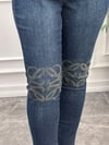 Büyük Beden Taşlı Dar Paça Denim Pantolon