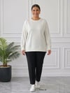 Full Taşlı Ekru Sweatshirt