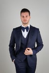 Maserto Slim Fit Lacivert Damatlık Düz Desenli