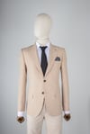 Maserto Regular Fit Krem Ceket Kendinden Desenli