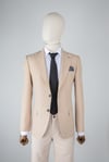 Maserto Regular Fit Krem Ceket Kendinden Desenli