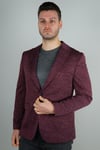 Maserto Slim Fit Bordo Ceket Kendinden Desenli