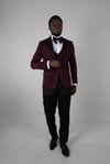 Maserto Slim Fit Bordo Damatlık Kendinden Desenli
