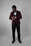 Maserto Slim Fit Bordo Damatlık Kendinden Desenli