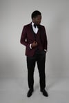 Maserto Slim Fit Bordo Damatlık Kendinden Desenli
