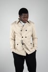 Maserto Slim Fit Men's Short Model Cream Trench Coat