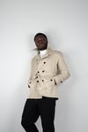Maserto Slim Fit Men's Short Model Cream Trench Coat