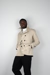 Maserto Slim Fit Men's Short Model Cream Trench Coat