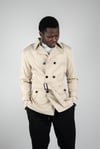 Maserto Slim Fit Men's Short Model Cream Trench Coat