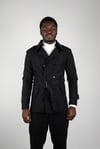 Maserto Slim Fit Men's Short Model Black Trench Coat