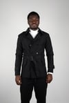 Maserto Slim Fit Men's Short Model Black Trench Coat