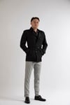 Maserto Slim Fit Men's Short Model Black Trench Coat