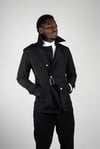 Maserto Slim Fit Men's Short Model Black Trench Coat