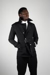 Maserto Slim Fit Men's Short Model Black Trench Coat