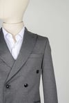 Maserto Slim Fit Gri Ceket Kendinden Desenli