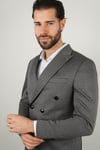 Maserto Slim Fit Gray Jacket Self-Patterned