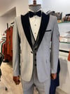 Maserto Slim Fit Gri Damatlık Düz Desenli