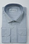 Maserto Slim Fit Gri Gömlek Çizgili Desenli