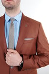 Maserto Slim Fit Kahverengi Takım Elbise Düz Desenli
