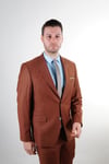 Maserto Slim Fit Kahverengi Takım Elbise Düz Desenli