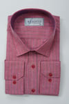 Maserto Slim Fit Kırmızı Gömlek Çizgili Desenli