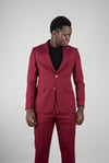 Maserto Slim Fit Koyu Kırmızı Takım Elbise Düz Desenli