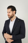 Maserto Slim Fit Navy Blue Jacket Self-Patterned