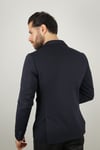 Maserto Slim Fit Navy Blue Jacket Self-Patterned