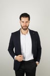 Maserto Slim Fit Navy Blue Jacket Self-Patterned