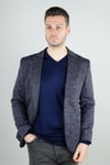 Maserto Slim Fit Lacivert Ceket Kendinden Desenli