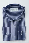 Maserto Slim Fit Lacivert Gömlek Çizgili Desenli