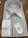 Maserto Slim Fit Lacivert Gömlek Çizgili Desenli