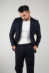 Maserto Slim Fit Lacivert Takım Elbise Düz Desenli