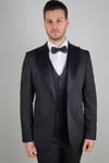 Maserto Slim Fit Siyah Damatlık Düz Desenli