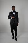 Maserto Slim Fit Siyah Smokin Parlak Desenli